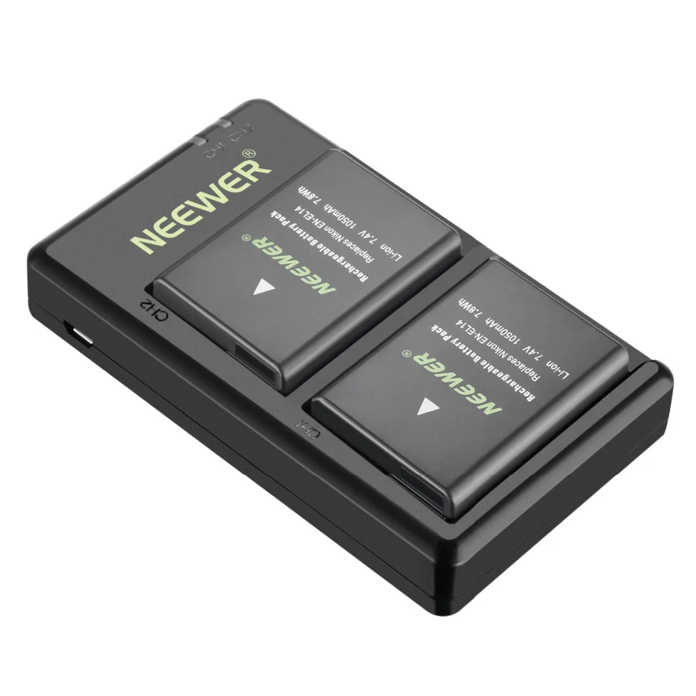 

Neewer EN-EL14 EN-EL14A Battery Charger and 2-Pack Rechargeable Li-ion Batteries For Nikon D5600 D3300 D3500 D5100 D5500 D3100