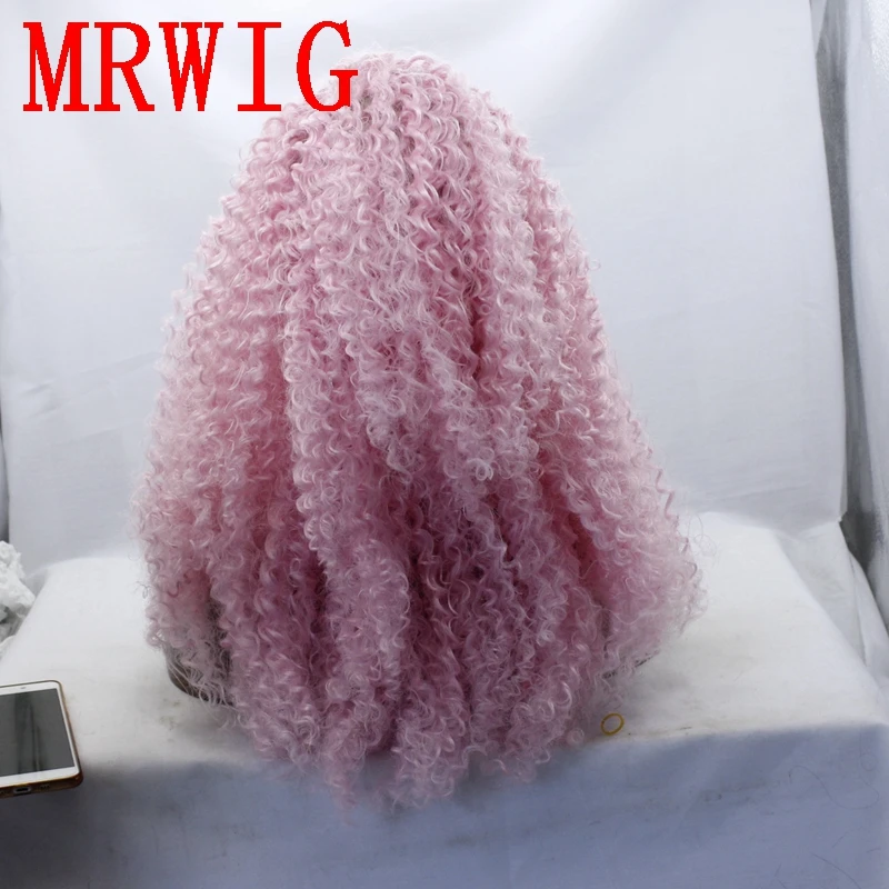 MRWIG настоящие волосы розовый цвет волос бесплатная часть афро кудрявый Розовый