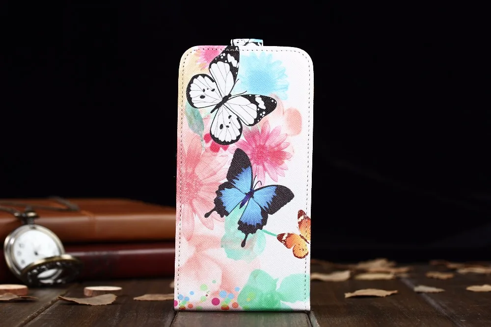 

Factory Direct! High Quality Up and Down Flip PU Leather Cartoon Drawing Vertical Phone Cover Case For HOMTOM HT37
