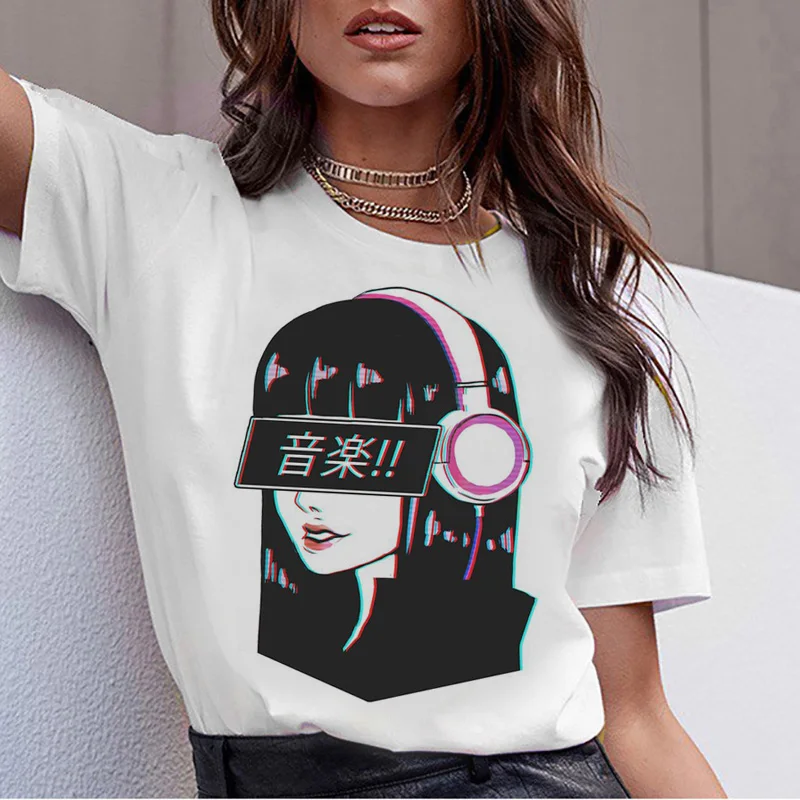 Эстетика vaporwave, футболка,, женская футболка, Женский Топ, футболка, футболка в стиле хип-хоп, Корейская, повседневная, летняя, 90 s, графический, harajuku