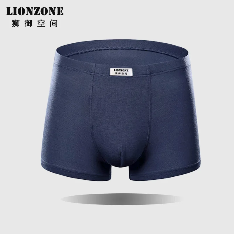 Cyan LIONZONE Новые популярные однотонные сексуальные мужские трусы-боксеры мягкое дышащее Нижнее белье Мужские удобные мужские трусы боксеры - Цвет: Cyan