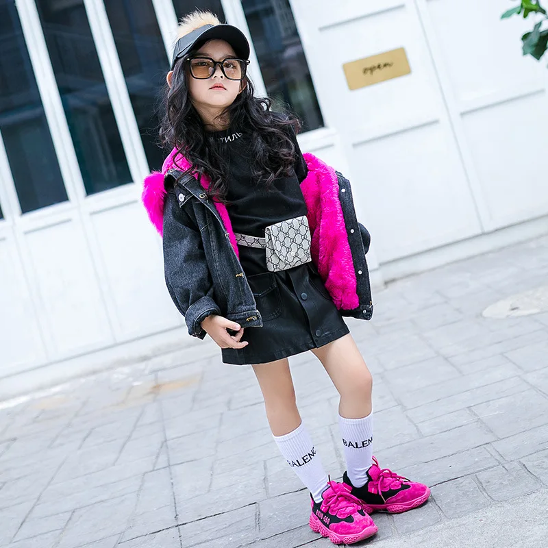 Новинка Осень зима 2019 Детская рубашка с меховым воротником в Корейском стиле для