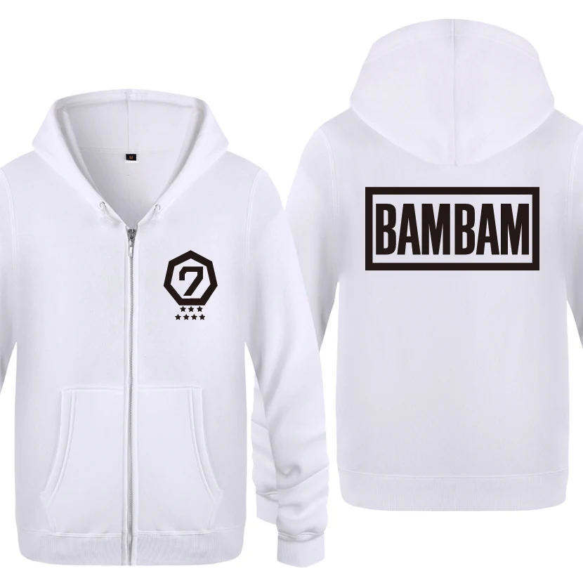 

BAMBAM GOT7 Hoodies Men 2018 Men's Fleece Zipper Cardigans Hooded Sweatshirts