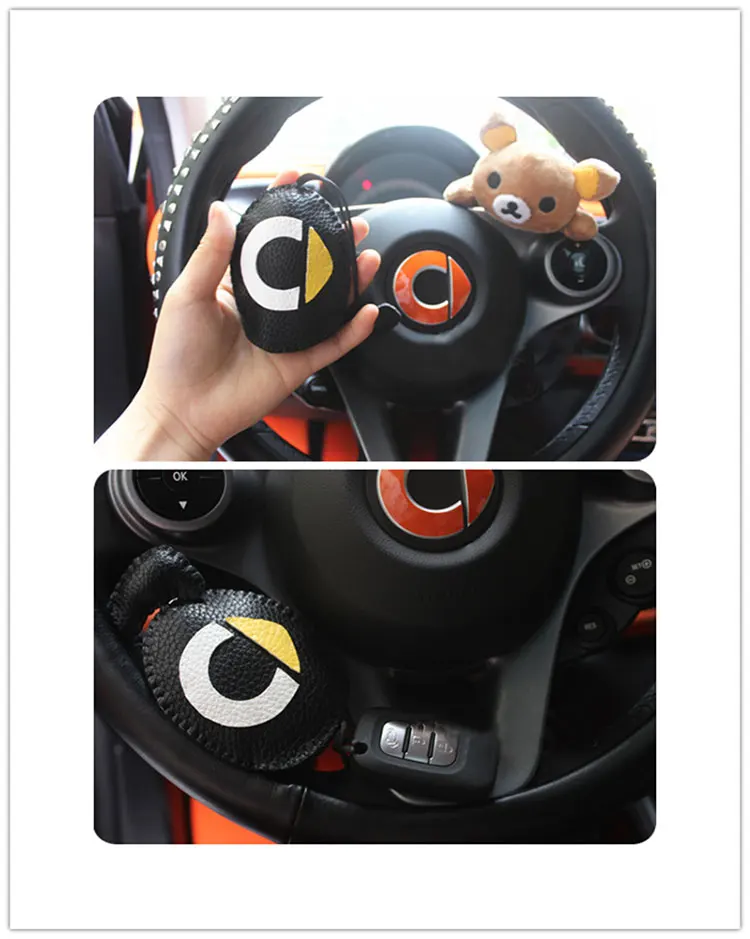 Чехол Smart Fortwo Fold для автомобильного ключа, милый держатель с логотипом, аксессуары ручной работы, кожаный чехол для автомобильного ключа, чехлы для автомобиля