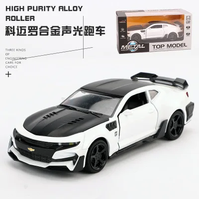 white no box Chevrolet Camaro 1:32 литая под давлением модель автомобиля звуковой светильник оттягивающийся для детей подарки на день рождения Коллекция Hot Weels - Цвет: white no box