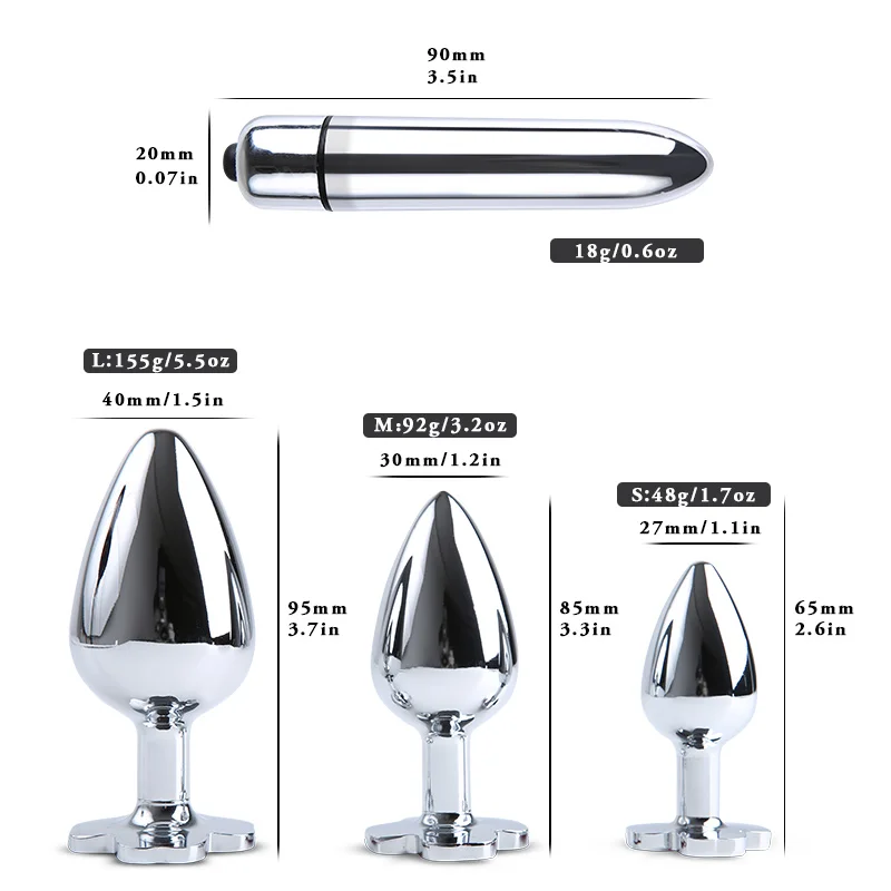 Анальная пробка с 4 листами из нержавеющей стали вибратор 10 скоростями вибрации и