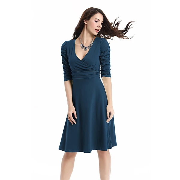 Dark Blue AAMIKAST, женское платье, модное, с рюшами, Драпированное, три четверти, весна-лето, платье знаменитостей с v-образным вырезом, макси, вечерние платья размера плюс - Цвет: Dark Blue