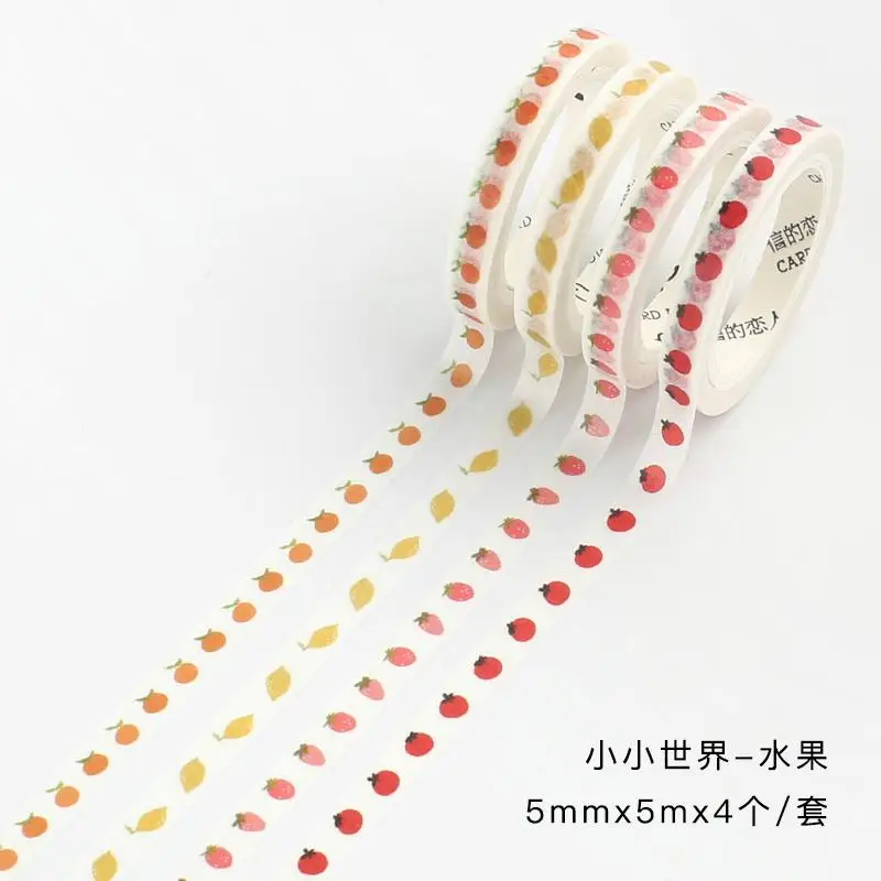 4 шт./упак. красивые садовые фрукты лента Washi Diy стикер для канцелярских товаров этикетка клей малярный скотч - Цвет: C