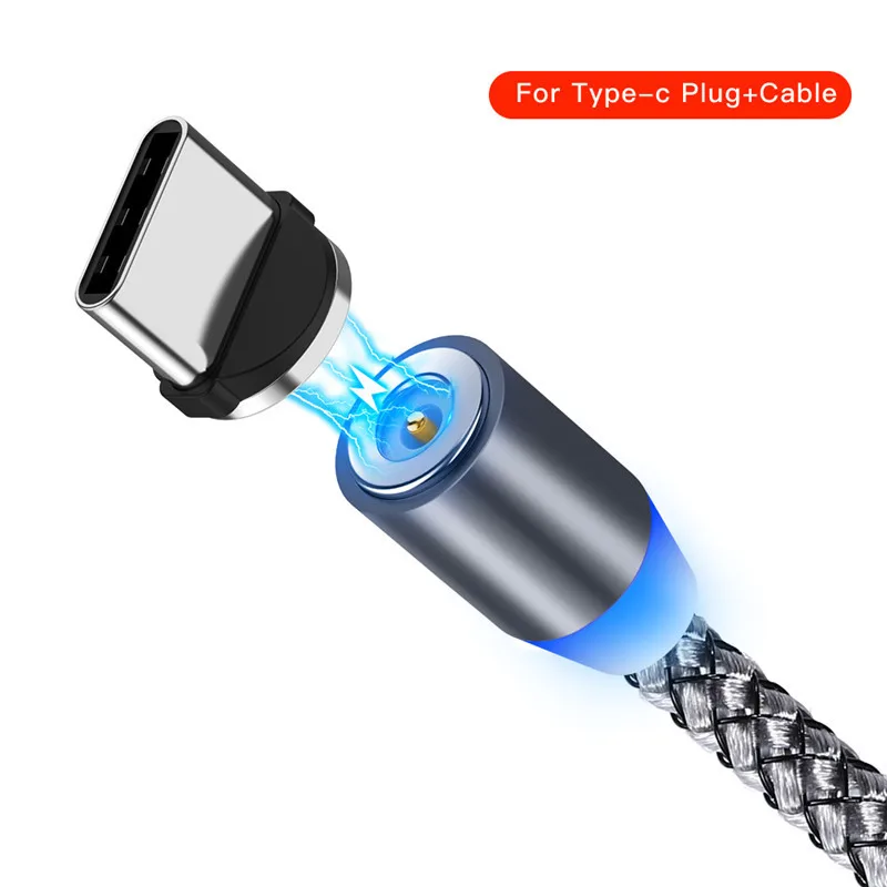 Gray Type C cable Магнитный USB кабель Micro usb type C Быстрая зарядка Магнитный зарядный кабель светодиодный Microusb type-C мобильный кабель для зарядки телефона - Цвет: Gray Type C cable