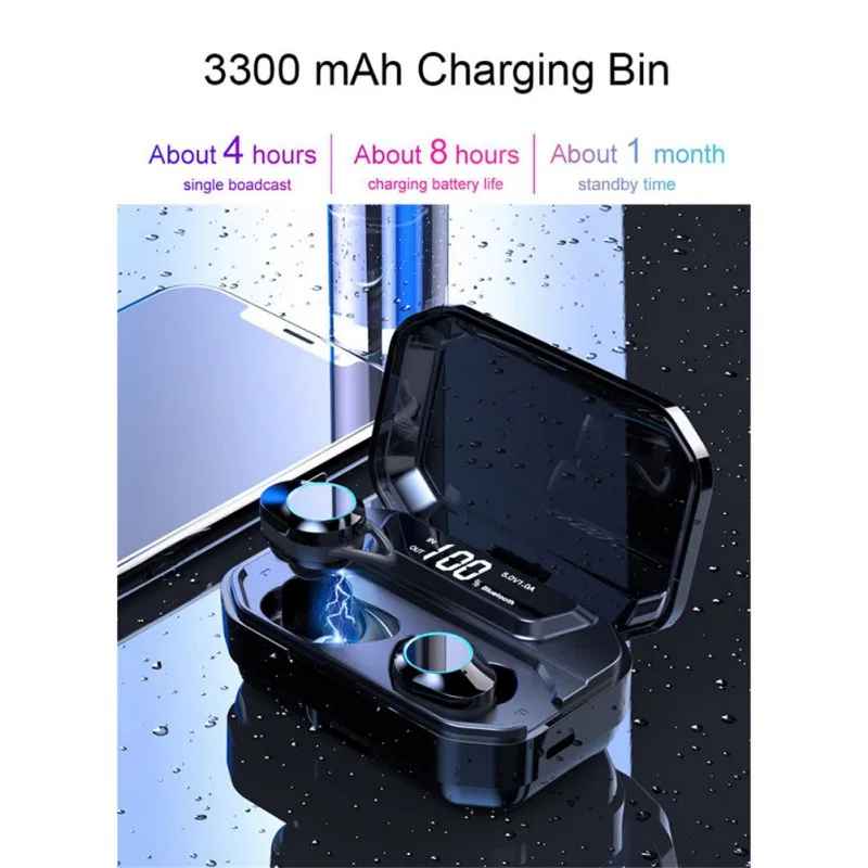 Беспроводной наушники вкладыши TWS Bluetooth гарнитура 5 0 литий полимерный 3300 мАч для