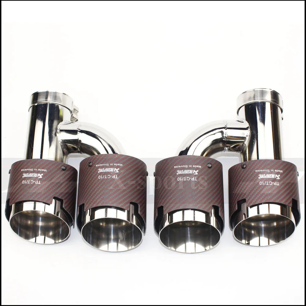 Akrapovic красный матовый карбоновый глушитель для автомобиля наконечник выхлопной трубы Универсальный h-образный 4 слота нержавеющая сталь серебро