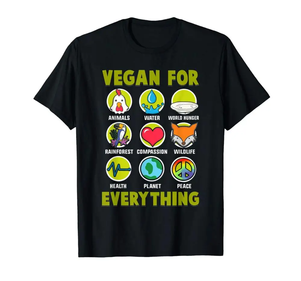 

Vegan for Everything Proud Vegan T-Shirt Summer Men O-Neck Print Fashion Slim Short Sleeve O Neck T Shirt