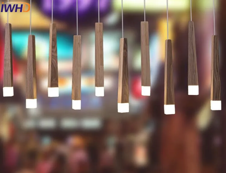 Светодиодный подвесной светильник IWHD с одной головкой современный деревянный