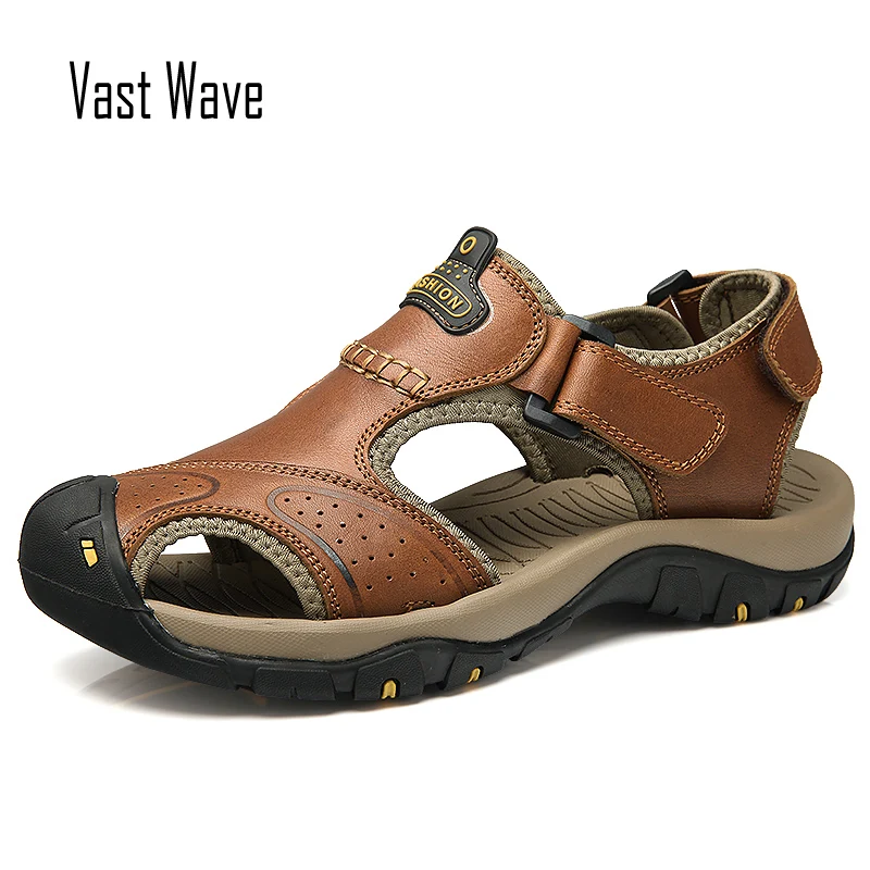 Сандалии VASTWAVE мужские из натуральной кожи Уличная обувь повседневные для