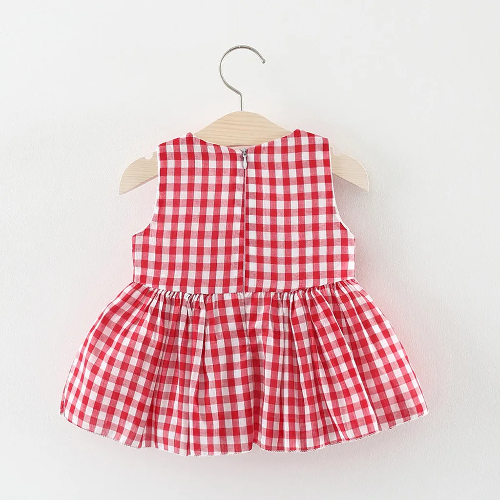 Kids Dresses for Girls 2019 summer Baby Girl Casual Summer Sleeveless O-neck Bow Plaid Princess Dress Vestidos Dropshippng | Детская