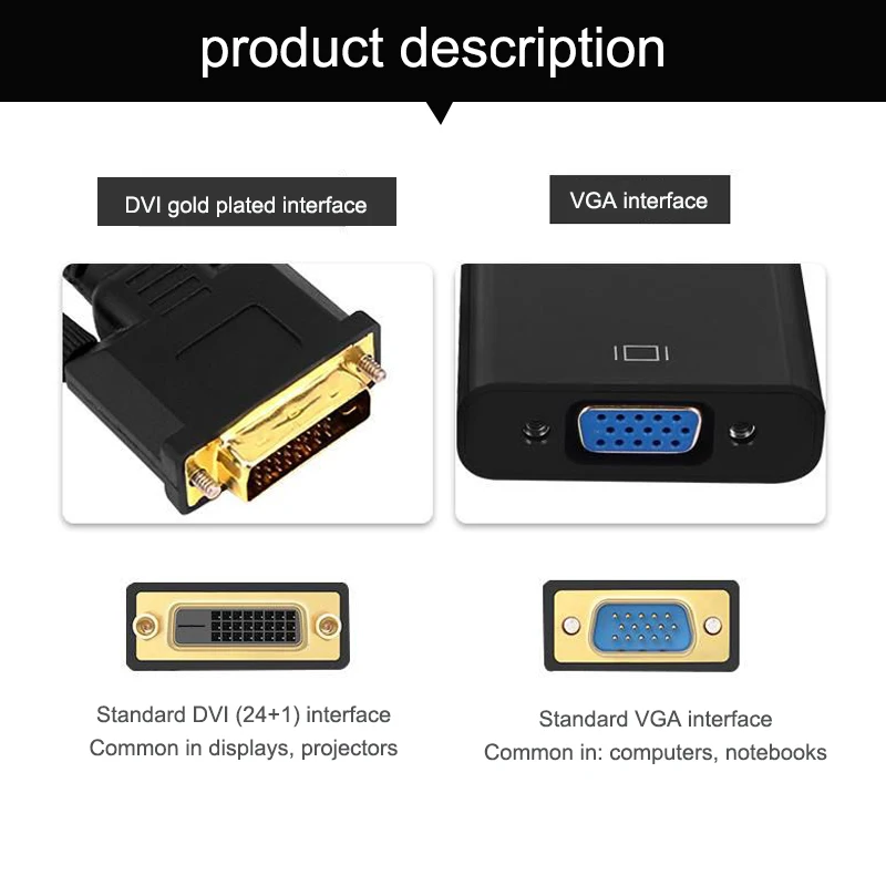 Адаптер преобразователь Basix DVI папа VGA мама адаптер 24 + 1 25 контактов Кабель для ТВ