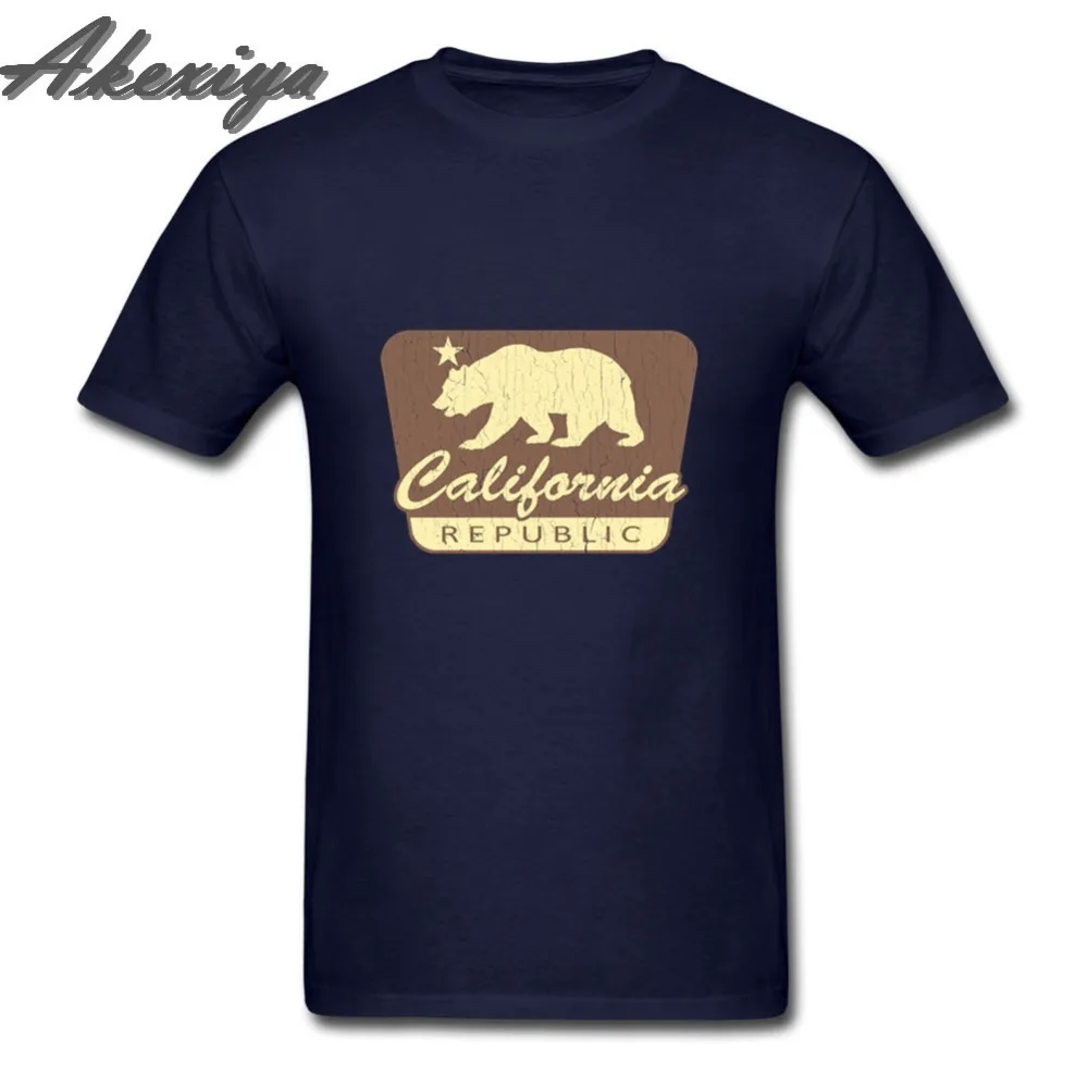 Мужская футболка с принтом California Registry винтажная Однотонная короткими рукавами и