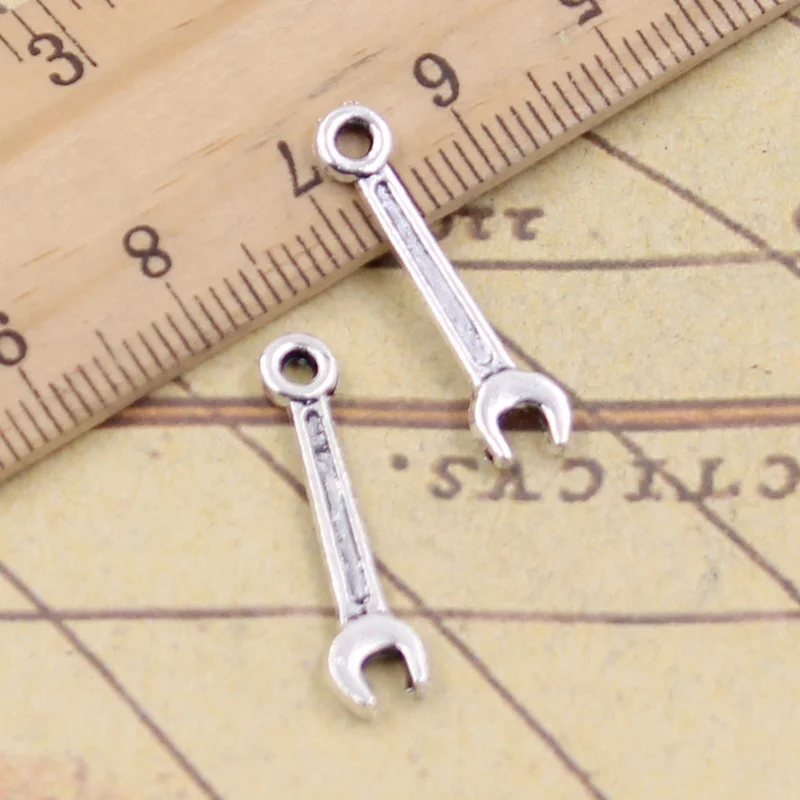 

50pcs Charms Wrench Tool 24x5mm Antique Silver Color Pendants Making DIY Handmade Tibetan Finding Jewelry For Bracelet