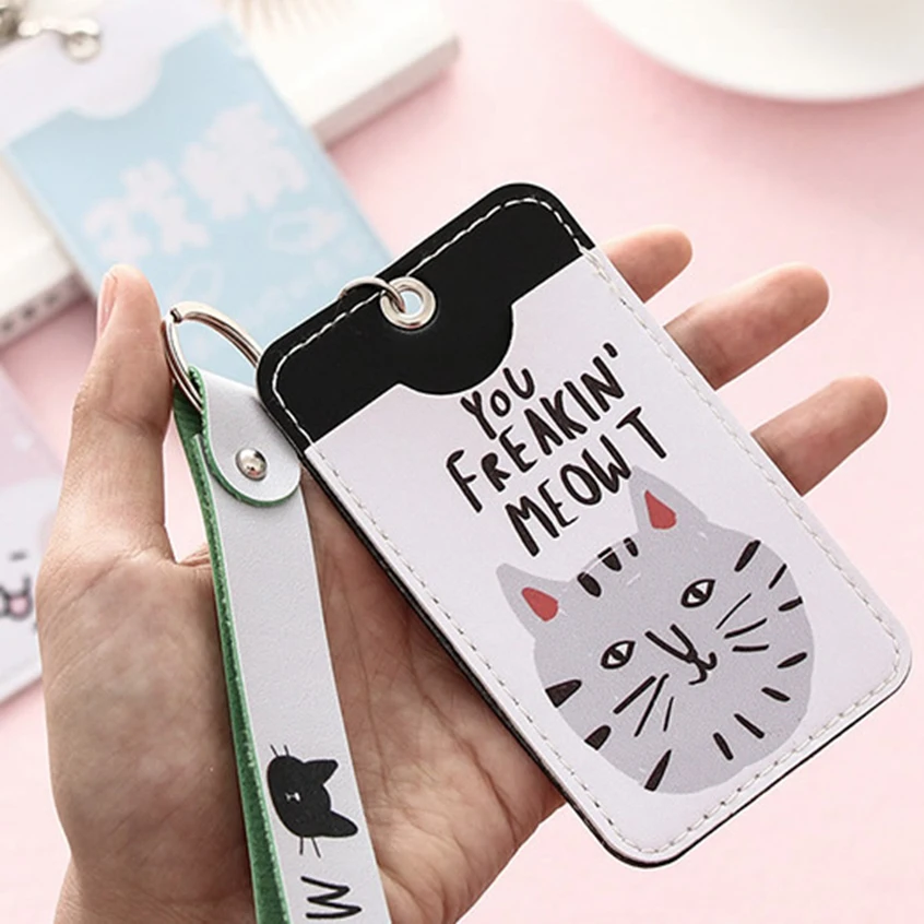 Kawaii, животное, кот, ремешок, банк, кредитный ID держатель для карт, чехол для женщин, для путешествий, банк, автобус, кредитная карта, брелок, кошелек, держатель на цепочке