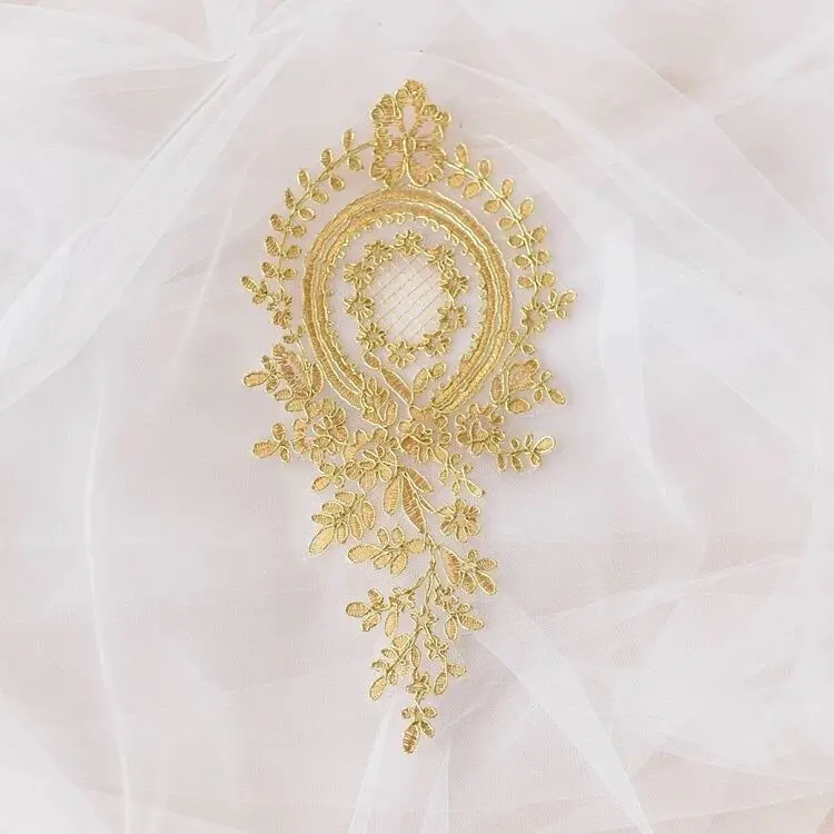 Винтажная Кружевная аппликация 2 шт. цвет шампанского/королевский