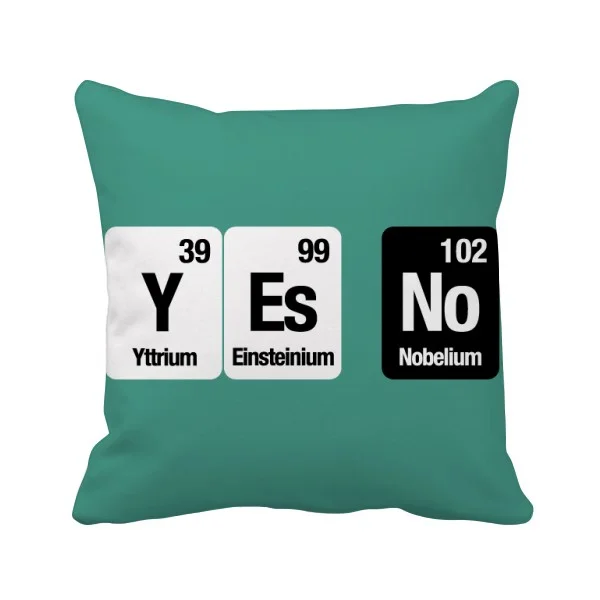 Да Нет химических элементов Science Throw Подушка квадратная крышка машинная стирка