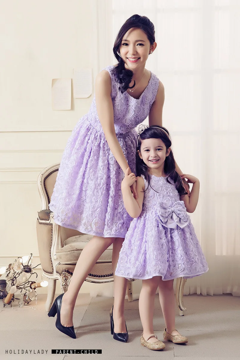 Платья для мамы и дочки Кружевное платье с цветочным рисунком Платье принцессы