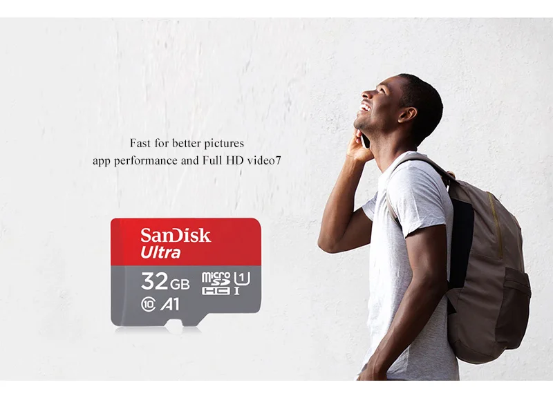 Карта памяти SanDisk 16 ГБ 32 ГБ SDHC максимальная скорость чтения 98 м/с 8 ГБ 64 Гб класс 10 Ультра Micro SD карта A1 Microsd UHS-I TF карта