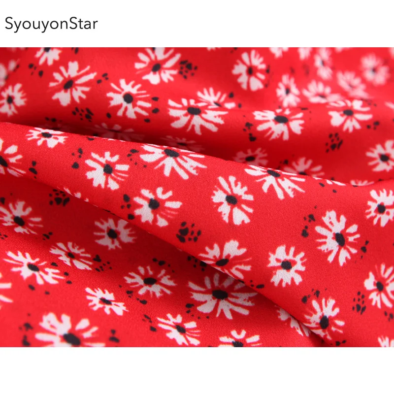 Женское мини платье с оборками youyonstar красный клубный пляжный сарафан цветочным