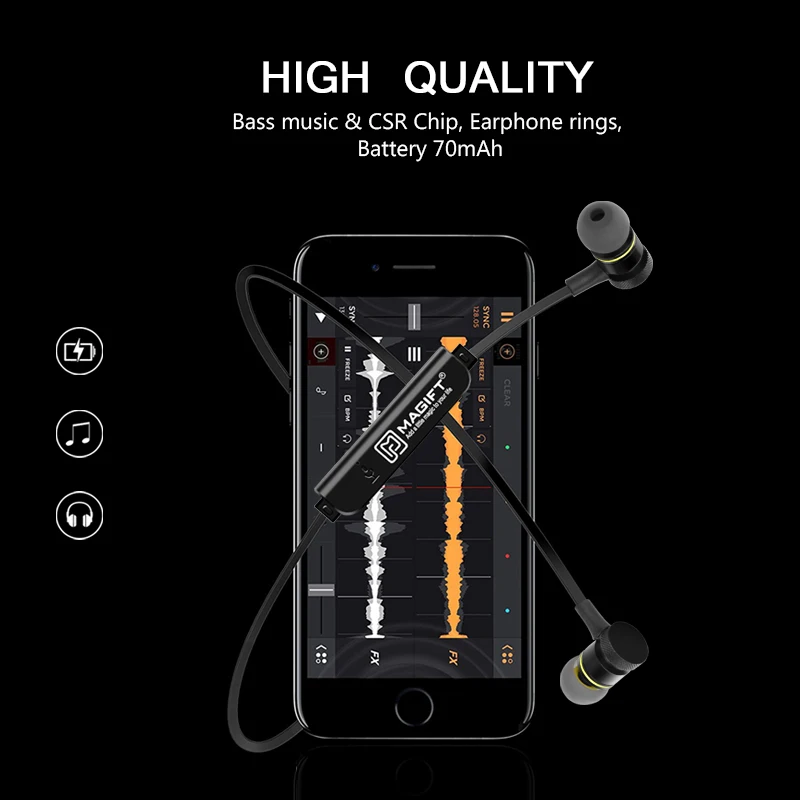 Magift M11 Спорт Bluetooth наушники V5.0 Bass Музыка Беспроводной вкладыши стерео гарнитуры с