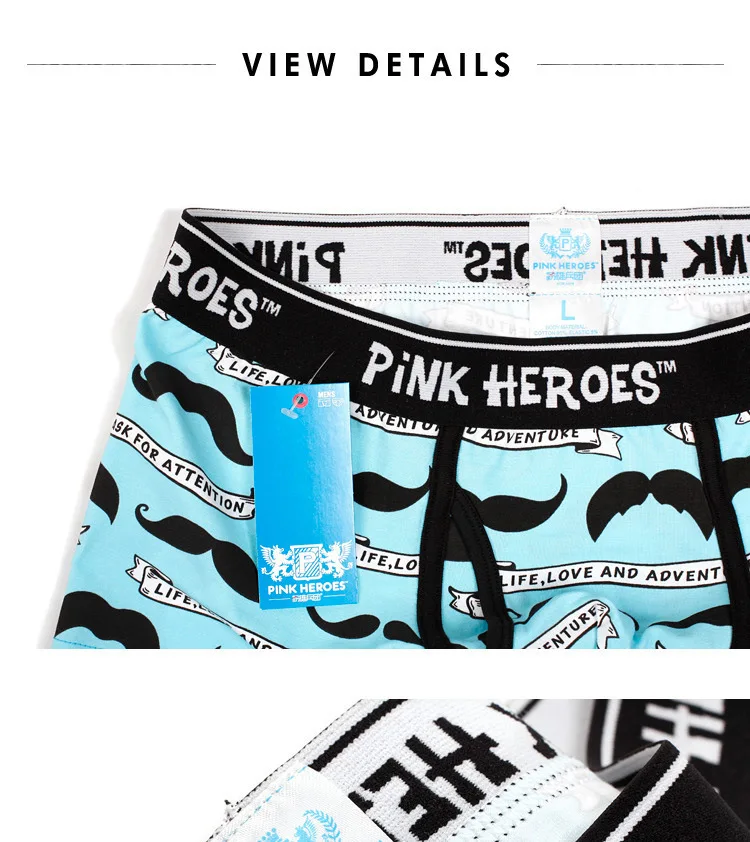 Pink Heroes под Штаны ролик обороны выцветает мультфильм шаблон человек прямой угол Штаны нижнее белье, фирменные, мужские трусы