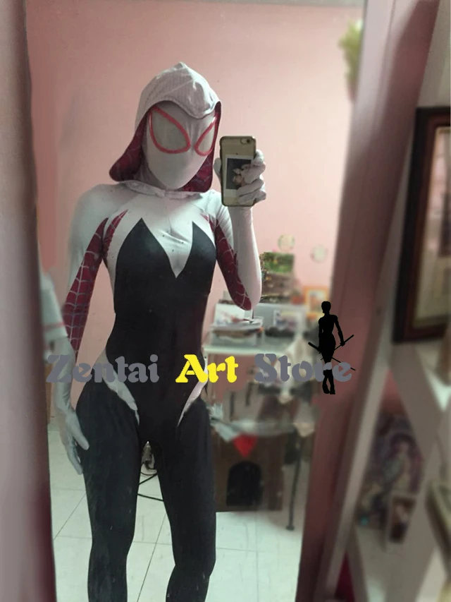 Бесплатная доставка DHL 3 цифровой костюм паук Гвен Стэйси Zentai Человек Паук