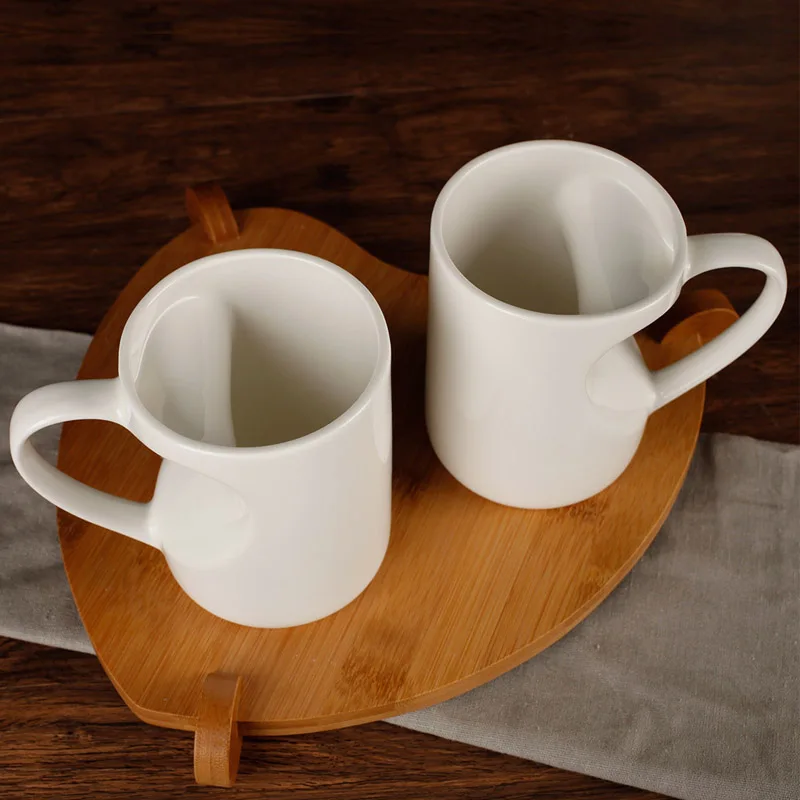 Простые Модные в форме сердца чайник чашка с бамбуковой поднос для завтрака