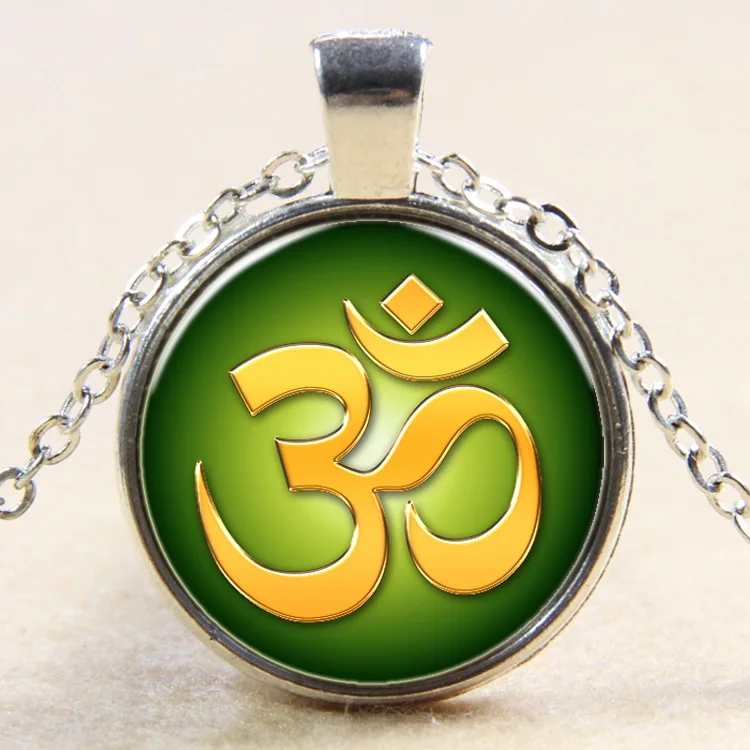 OM Namaste модное ожерелье с подвеской для йоги стеклянный кабошон винтажные