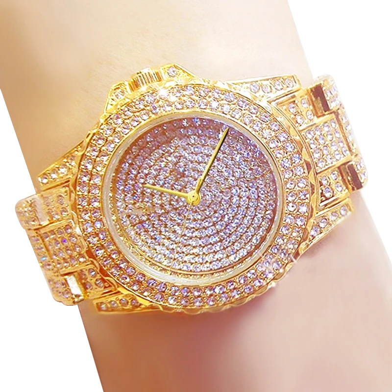 Женские кварцевые часы, модные часы Bling, женские часы с кристаллами и бриллиантами, наручные часы из нержавеющей стали, модные серебряные часы из розового золота