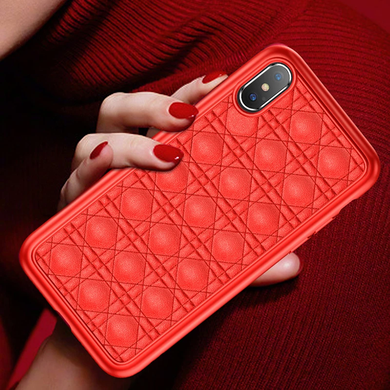 Luxury Case For iPhone X Xr Xs Max Soft Pure Color Back Cover Popular Braided Geometric Coque Fashion Fundas Capinha Shell |