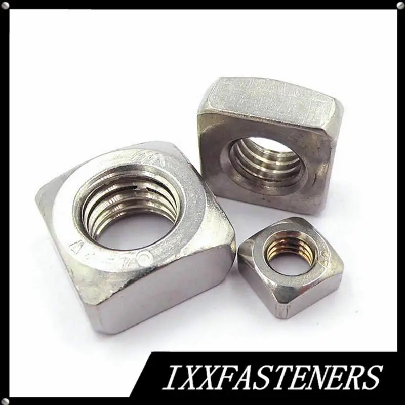 50 шт., квадратные гайки из нержавеющей стали DIN557 M3 M4 M5 M6 M8 M10 M12 304 316