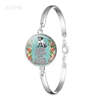 keep calm love dogs glass cabochon silver plated bracelet charm for women fashion bangle jewelry gift