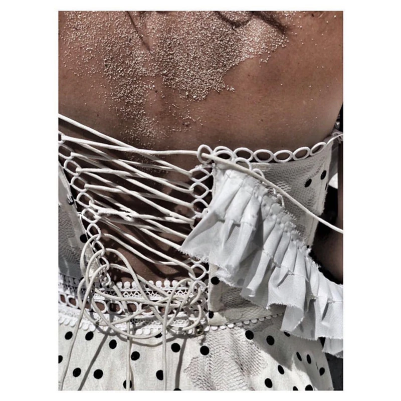 2019 Летняя женская стягивающая рубашка с оборками и асимметричная юбка в горошек