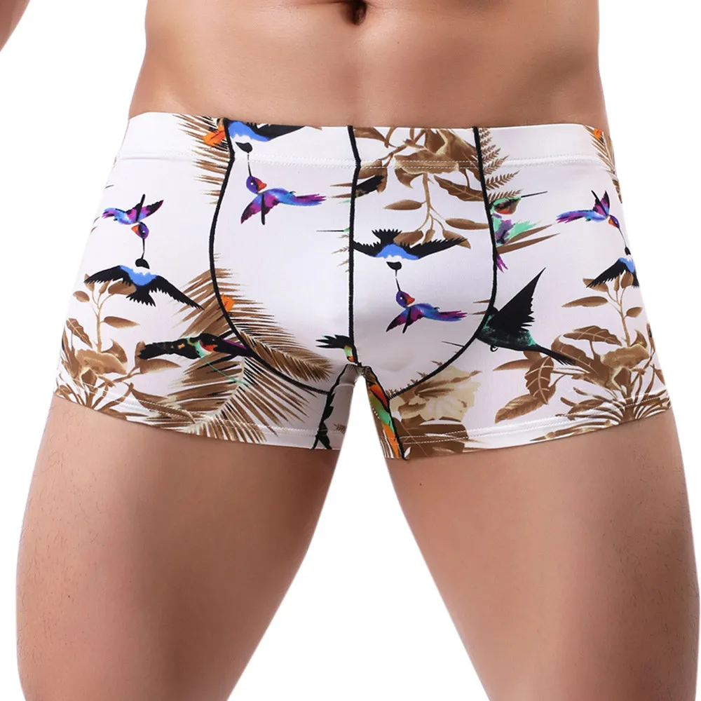 FeiTong Boxer Men Cueca Patchwork Print Boxer Shorts Bulge Pouch Underpants Gay Clothing Mens Underwear Boxers Brand - Цвет: 2