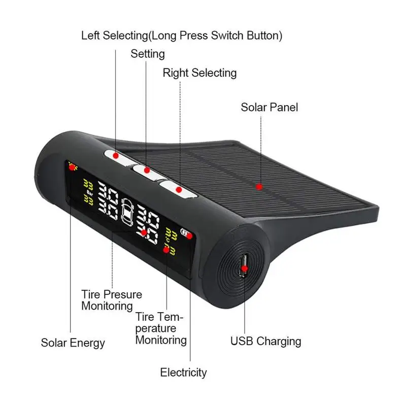 Автомобильная TPMS система контроля давления в шинах Солнечная энергия