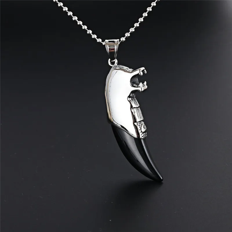

Men's Necklace Stainless Steel Wolf Tooth Necklace Animal Male Metal Dragon Pendant Jewelry Gifts For Friends Colar