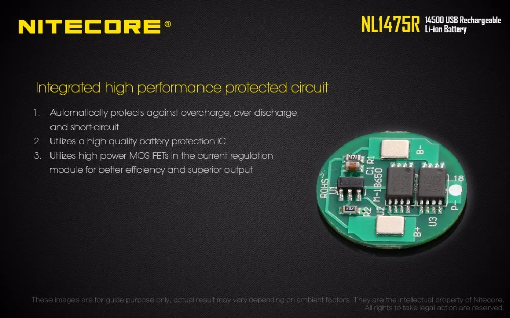 NITECORE NL1475R 1 шт микро-зарядный порт USB перезаряжаемые батареи 750 mAh 14500 3,6 V выход батареи 2A Модернизированный NL147