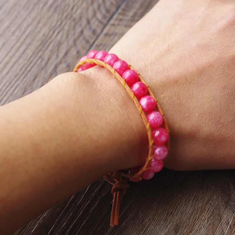 Женские кожаные браслеты ручной работы и браслет на запястье диаметром 8 мм с