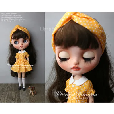 yellow dress headwea 1 комплект милый горошек ледяной Blyth кукла платье для Azone, Licca Одежда для кукол наряд аксессуары - Цвет: yellow dress headwea