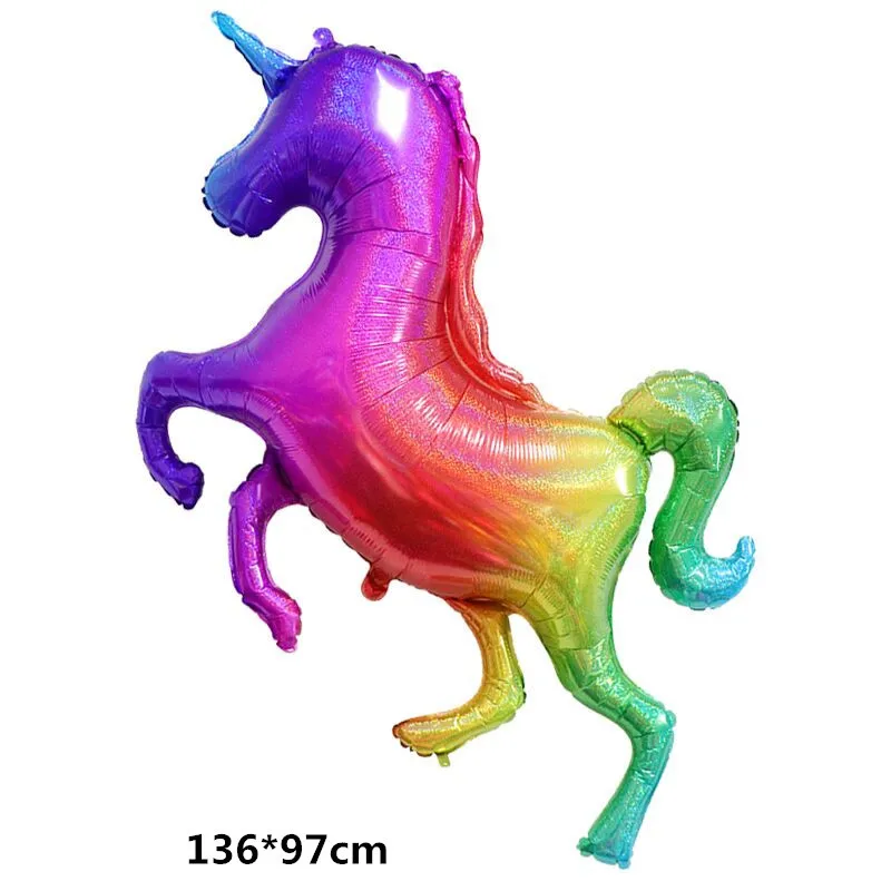 Big Unicorn 1 шт. 136*97 см гигантский лазерный градиент цвета радуги воздушный шар Единорог Лошадь фольга воздушные шары для детского душа Свадебные украшения - Цвет: Big Unicorn