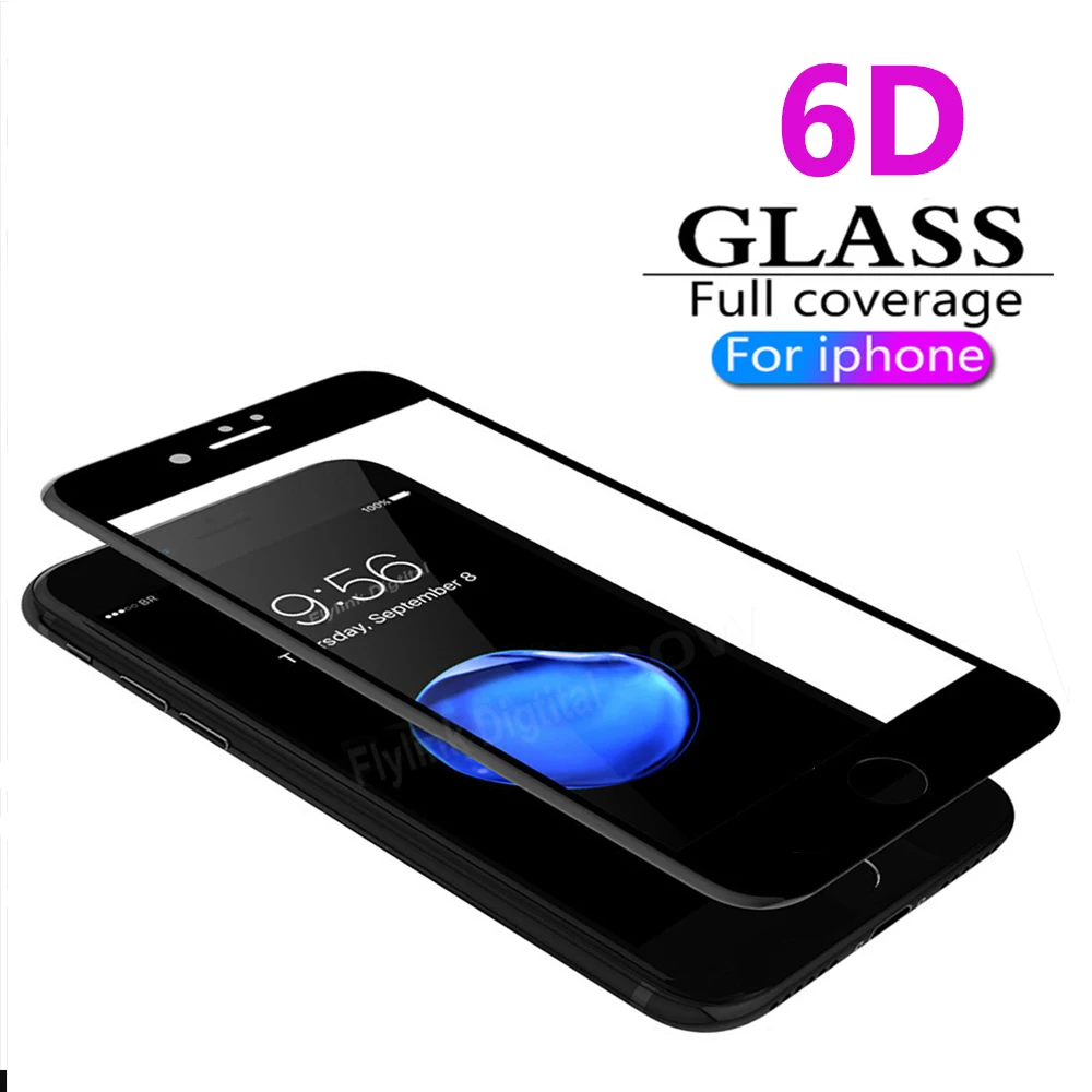6D полное покрытие закаленное стекло для iPhone 6 7 8 защита экрана на 6s X Plus защитная