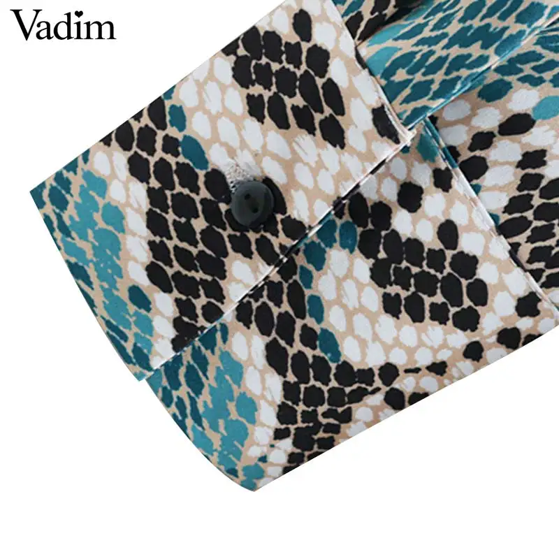 Vadim, шикарное платье-рубашка со змеиным принтом, животный узор, галстук-бабочка, пояс, эластичная резинка на талии, плиссированные платья миди с длинным рукавом, vestidos QB240
