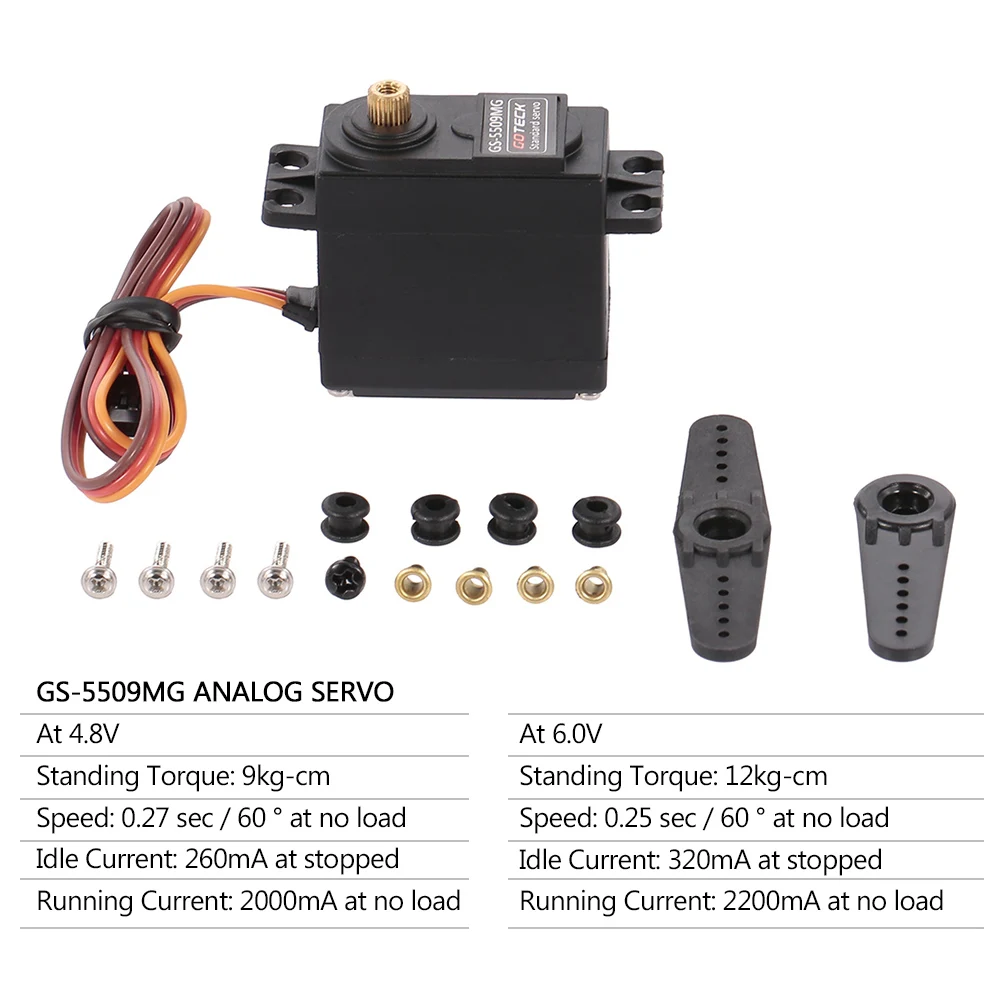 GOTECK GS-5509MG металла шестерни Аналоговый сервопривод двойной шариковый подшипник