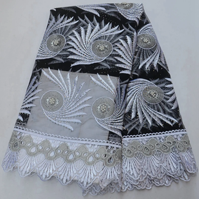 

Nigerian wedding dress lace, African lace fabric Dubai bride tulle French gauze lace fabric, with beads and stones