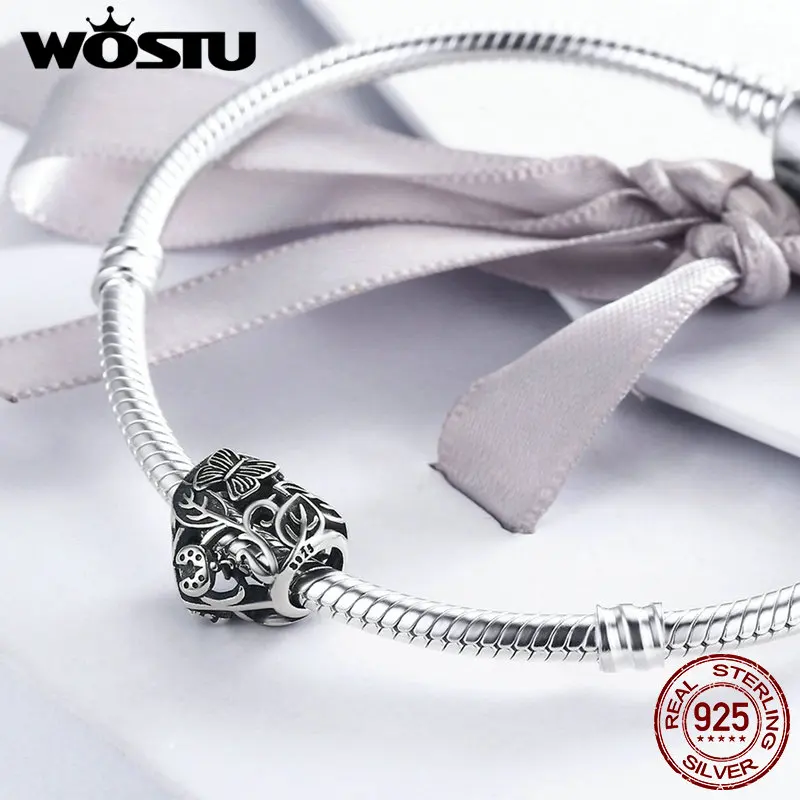 WOSTU Vintage Real 925 Sterling Silver The Garden After Rain Beads Fit Original Charm Bracelet DIY Jewelry Making Gift DXC155 | Украшения и